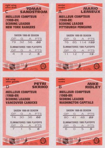 1989-90 O-Pee-Chee Box Bottom ABCD verso