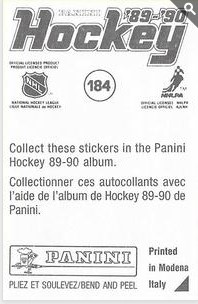 1989-90 Panini Stickers 184   AS verso