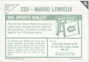 1986-87 O-Pee-Chee Sticker 233 verso