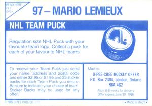 1985-86 O-Pee-Chee Sticker 97 verso