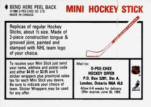 1988-89 O-Pee-Chee Sticker 73 / 204 Dale Hunter LL verso