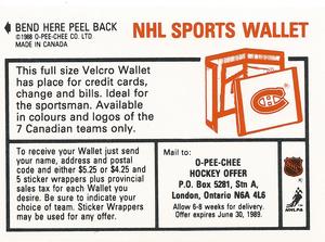 1988-89 O-Pee-Chee Sticker 82 / 211 Sean Burke AW verso
