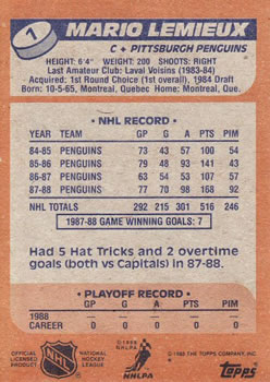 1988-89 Topps 1 verso