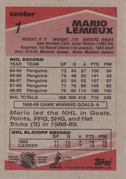 1989-90 Topps 1 verso