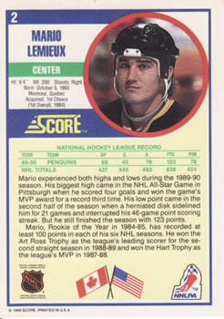 1990-91 Score American #2 verso