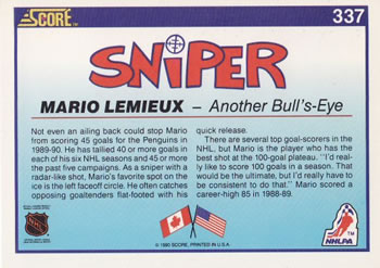1990-91 Score American #337 SNPR verso