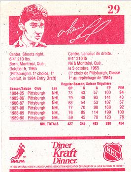 1990-91 Kraft #29 Kraft Dinner verso