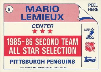 1986-87 Topps Stickers 9 AS verso