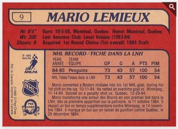 1985-86 O-Pee-Chee 9 RC verso