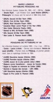 1986-87 Pro-Sport Autograp CW5 verso