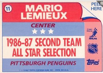 1987-88 Topps Stickers 11a   AS,VAR: One asterisk (*) before copyright on back verso